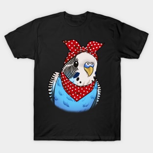 Adorable Budgie Mom with a Pop of Red Polka: A Stylish Avian Delight T-Shirt